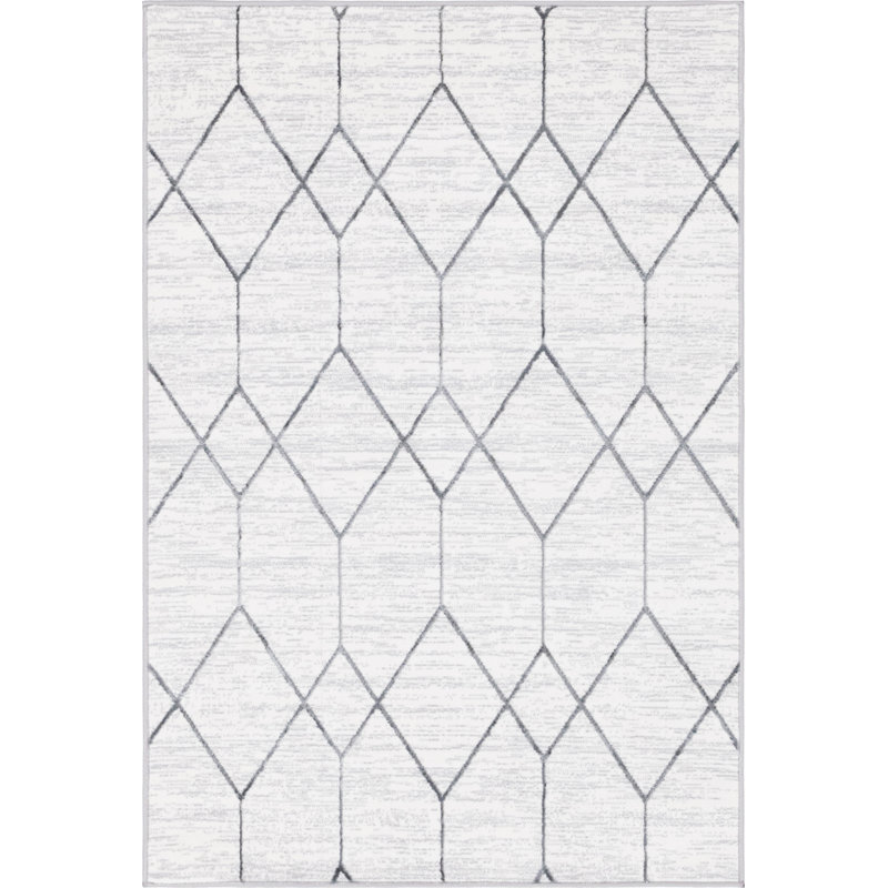Tapis géométrique ivoire / gris Nubieber, Rectangle 4 pi 1 po x 6 pi 1 po