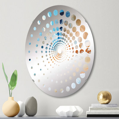 Miroir décoratif bleu et blanc à encre liquide IV - MIR113176-Ovale