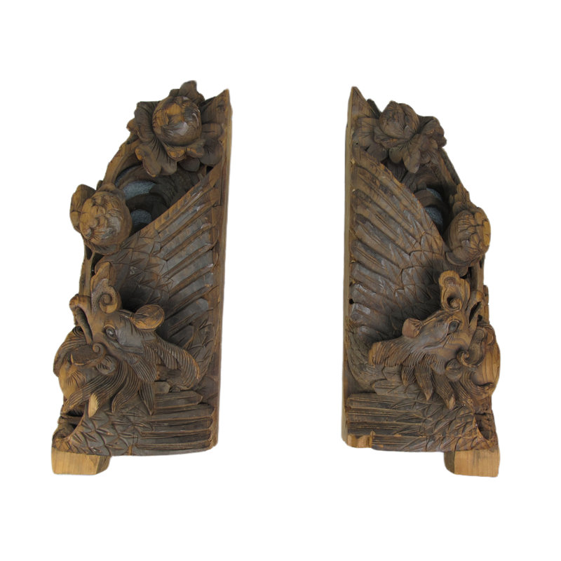 Asian Classic 2 Piece Carvings Sculpture Set