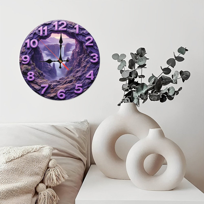 Horloge murale mauve en cascade