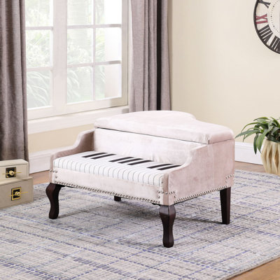 Beige Fabric With 21-inch Length And Upholstered Bench Foam Padding Fill