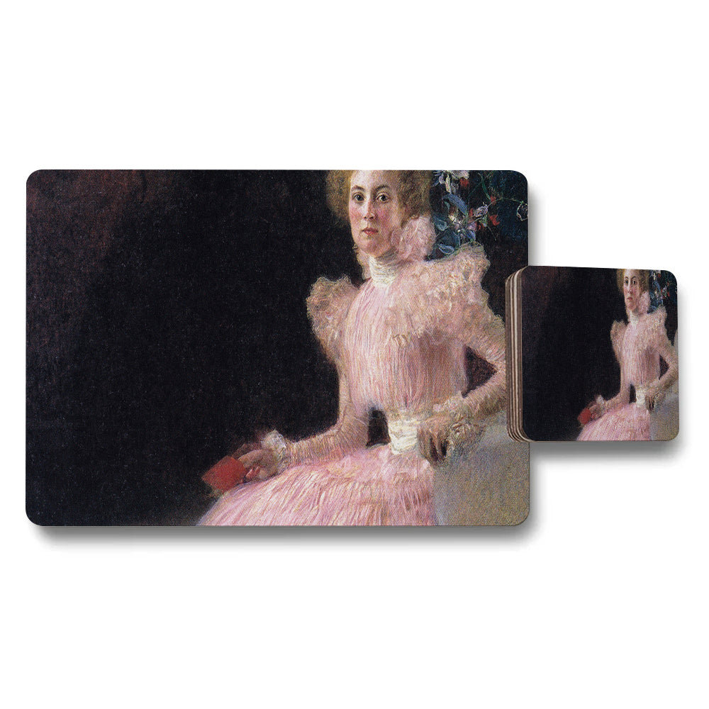Impressionist Pink Dress Woman Placemat And Coaster Set