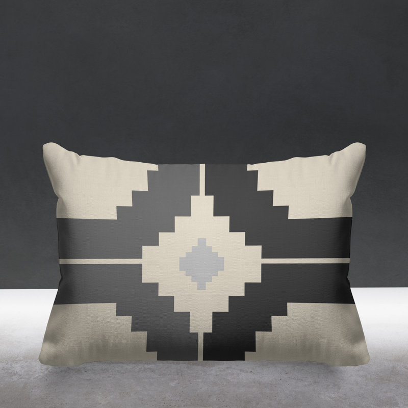 Coussin intérieur / extérieur Kele Southwestern, gris