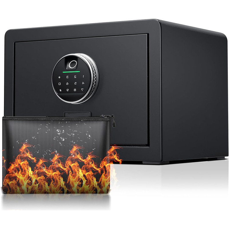 Home Safe With Fireproof Document Bag, Digital Security Safe With Removable Shelf Secure Cash, (With fireproof bag)