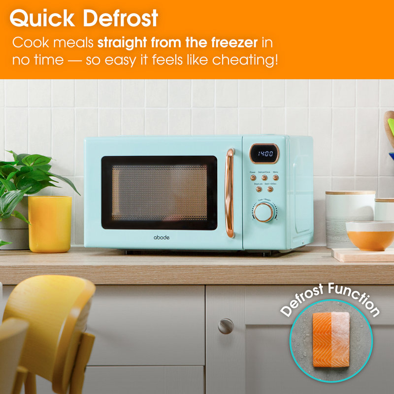 Abode AMD2004GRG, 20L Digital Microwave in Blue with Rose Gold Accent
