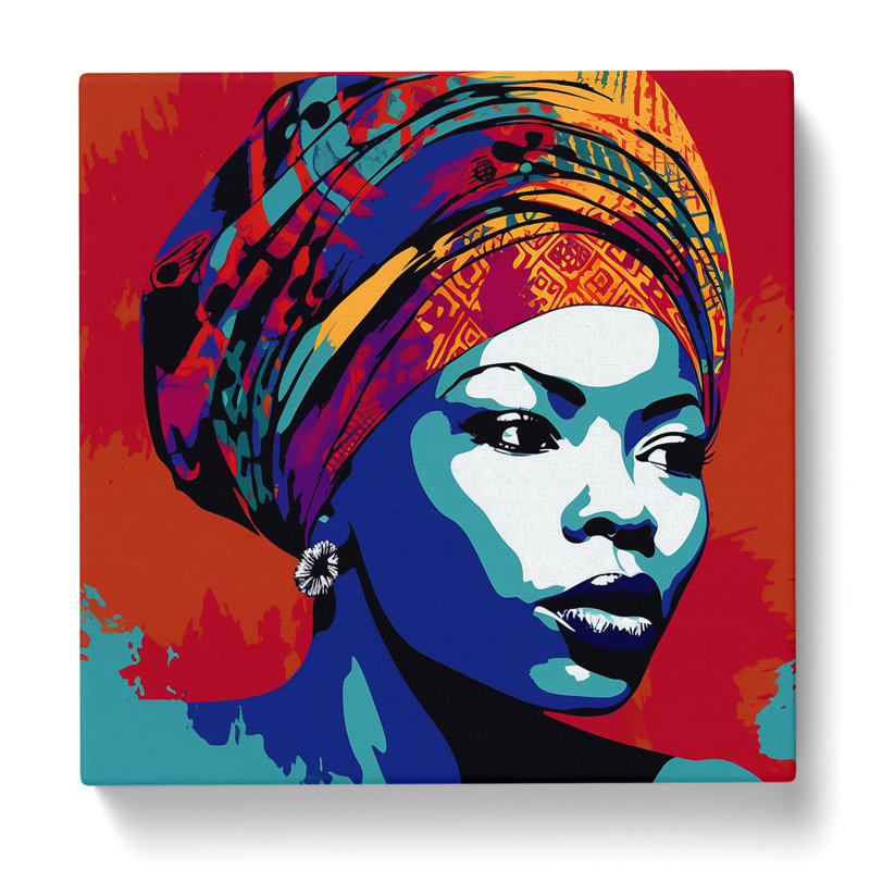 African Woman Pop Art No.2 - No Frame Print, 50cm H x 50cm W x 3cm D