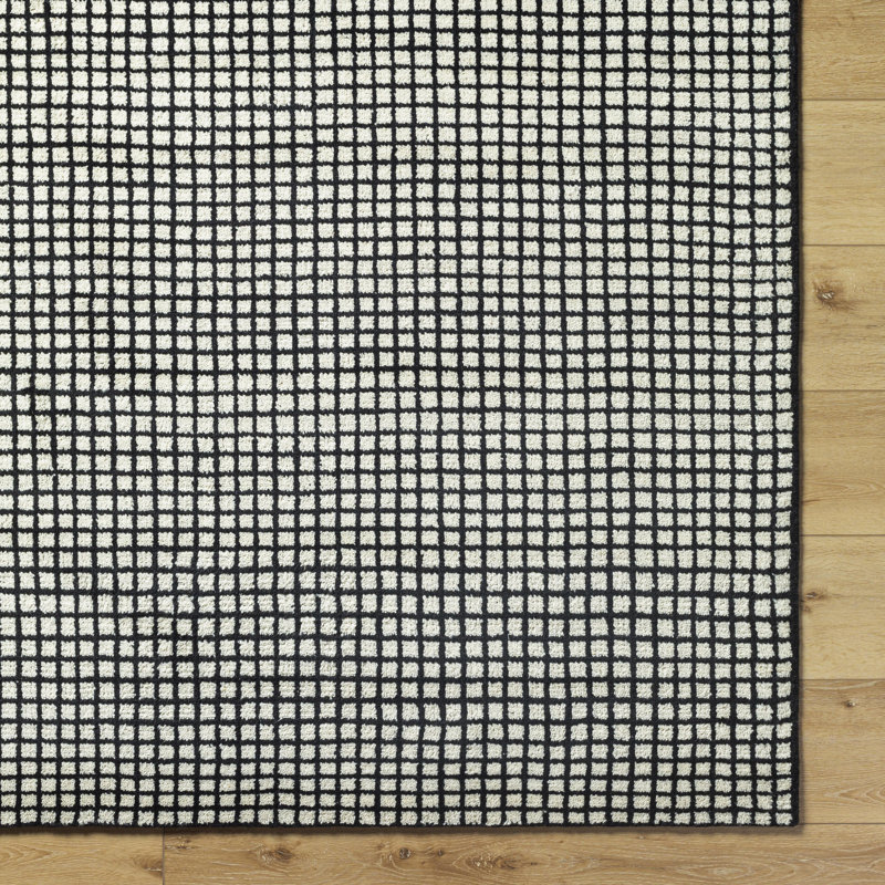 Damier Wool Checkered Area Rug, Rectangle 2' x 3'