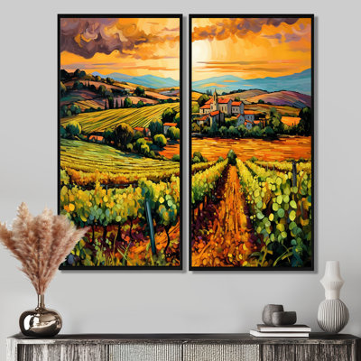 «Vangogh Sunlit Vineyard I», art mural jaune