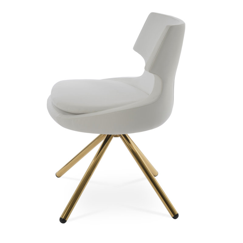 Patara Stick 19.8'' H Upholstered Side Chair, Leatherette White, Gold, Leatherette