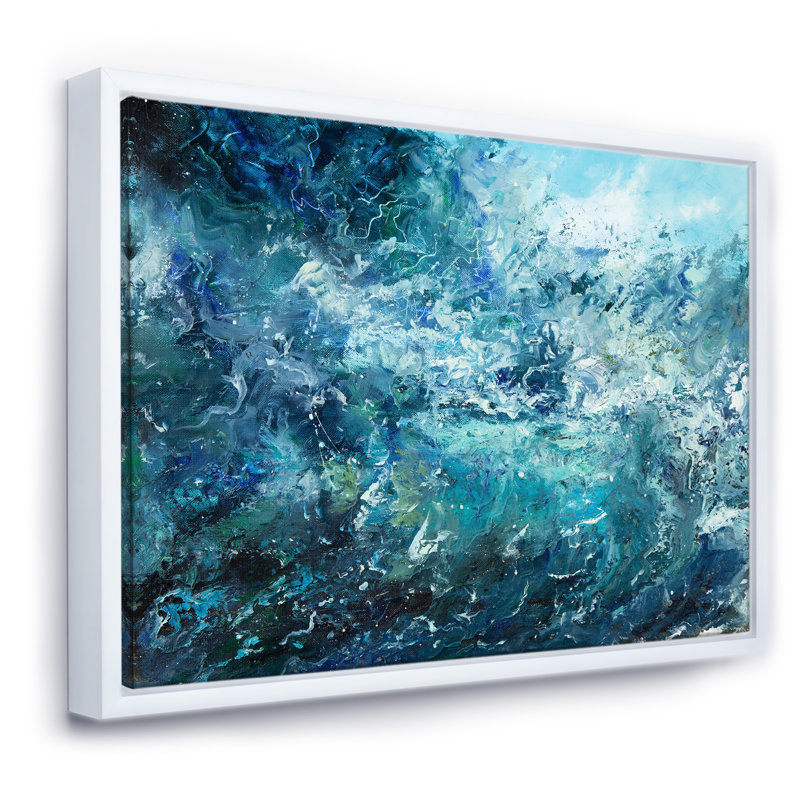 Balfor Wild Blue Ocean Waves V - peinture sur toile, H 24 po x l 32 po, Toile encadrée, Blanc
