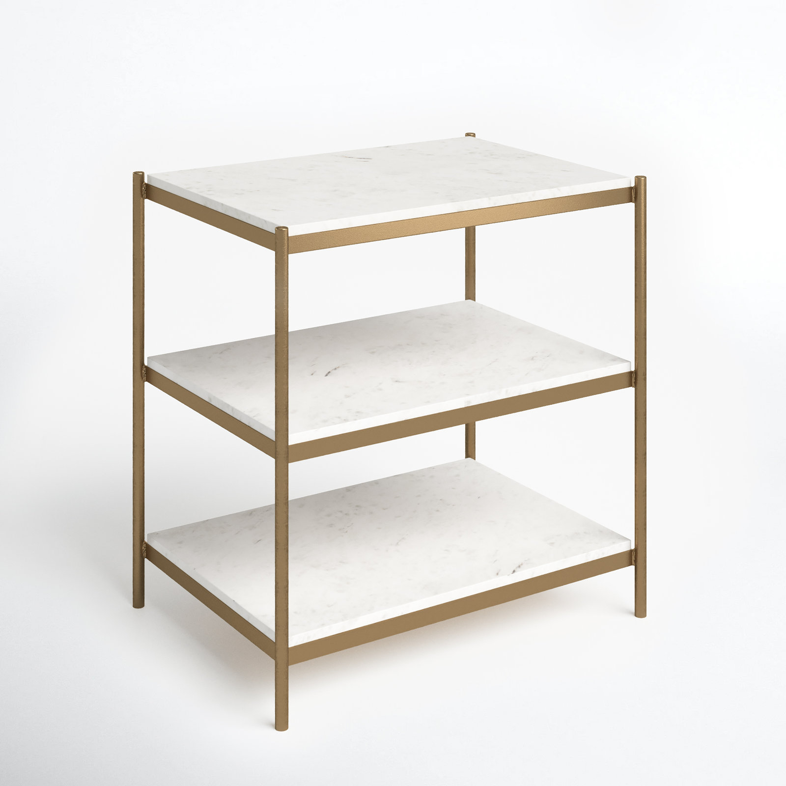 Castino Nightstand, Antique Brass/White