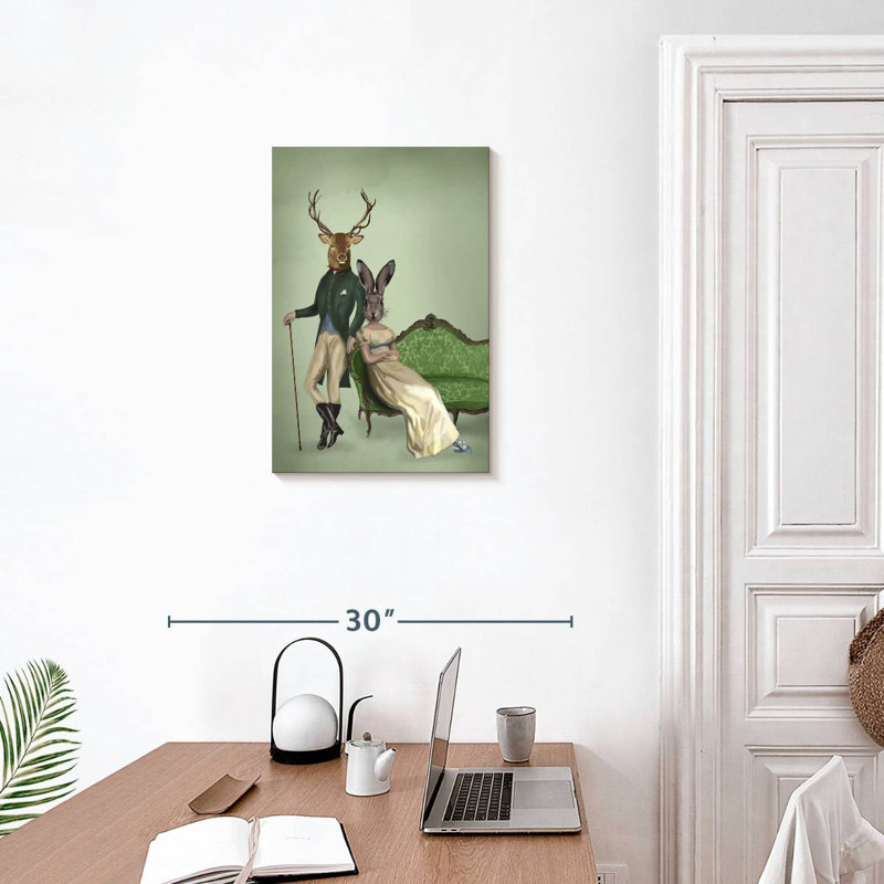 Ketti Mr. Deer And Mrs. Rabbit I, 24" H x 16" W