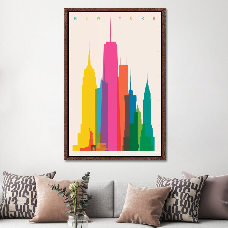New York City 1 Piece Floater Frame Wall Art on Canvas, 152.5 cm H x 101.5 cm W, Classic Wood Framed