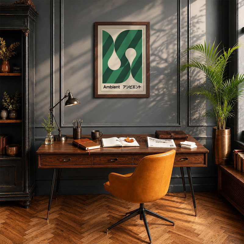 Ambient Pears Geometric - Framed Print, Walnut, A1 - 84.1 x 59.4 cm