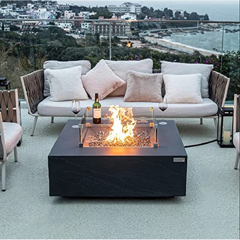 Square Smokeless Fire Pit Table, Propane, Black