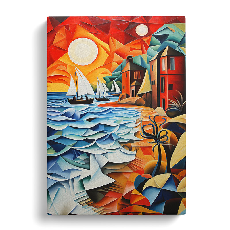 Beach Cubism - No Frame Art Prints - Wrapped Canvas, 60cm H x 40cm W x 3cm D