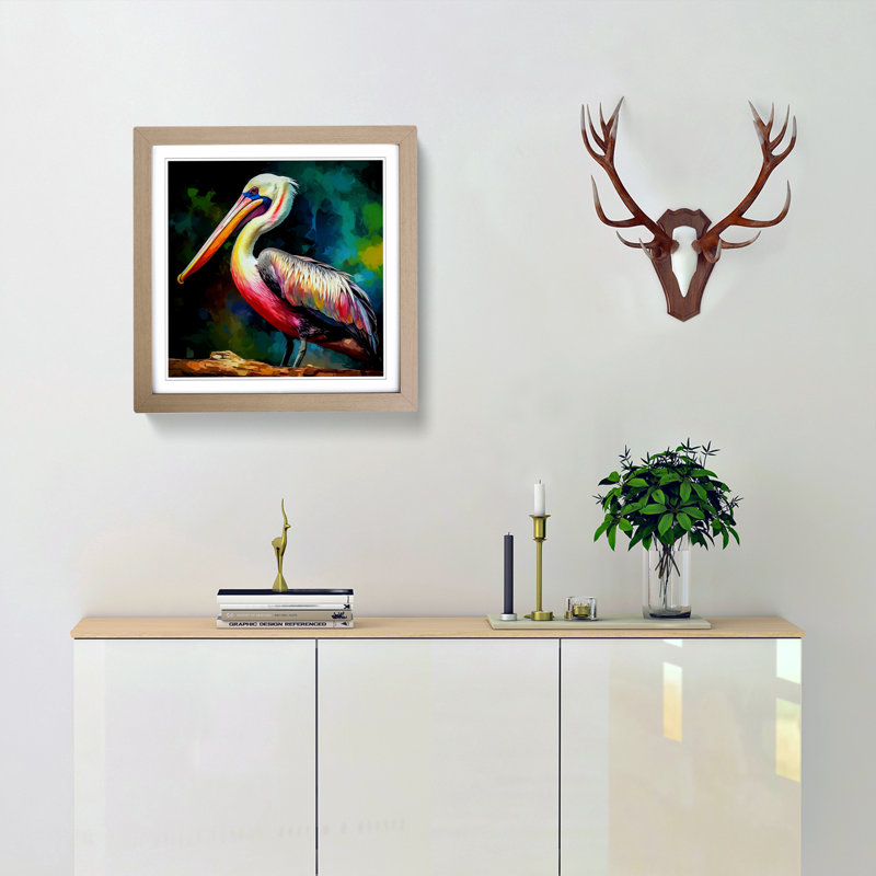 Pelican Fauvism - Framed Print, Oak
