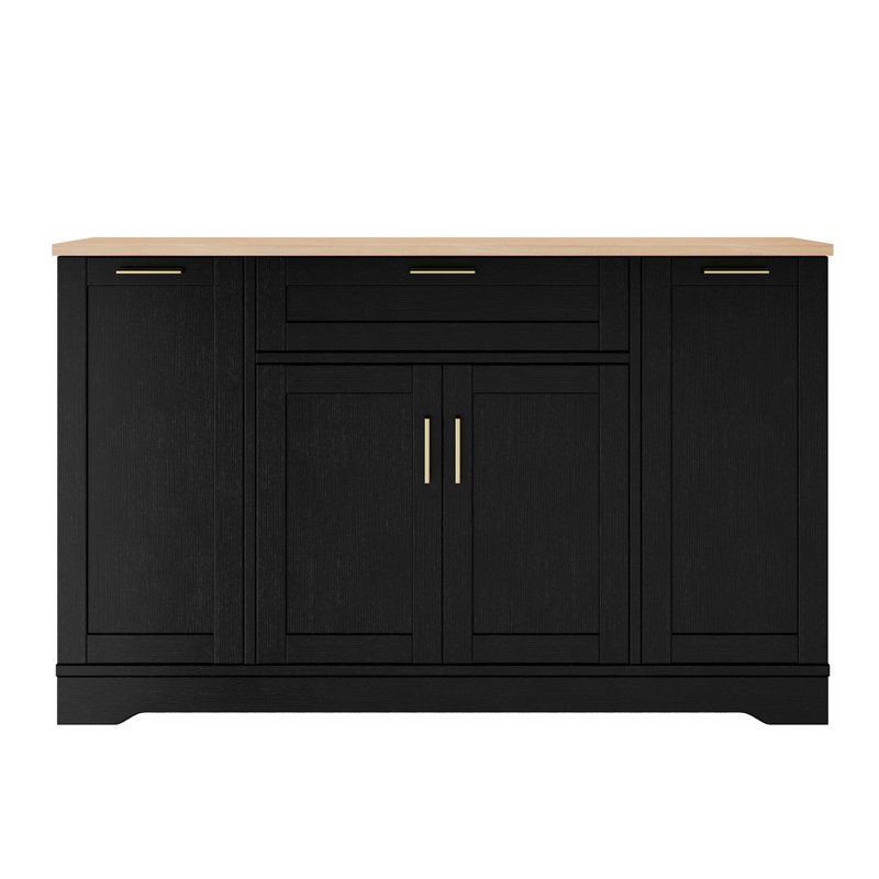 Buffet de 53 po avec tiroir et tablettes réglables, Noir