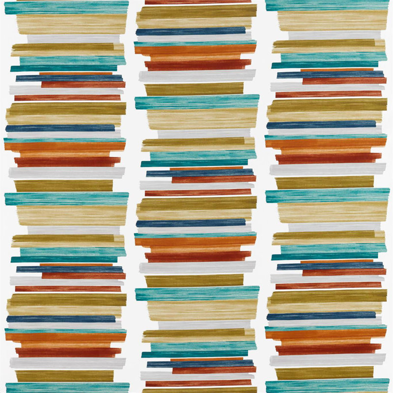 Calcine Fabric, Paprika/Teal/Olive