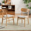 Ensemble de 2 chaises de salle à manger - siège rembourré en tissu, pieds en bois d'hévéa massif, beige clair-699730248