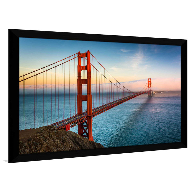 «Golden Gate San Francisco», reproduction de photo encadrée, H 21,5 po x l 27,5 po x P 0,75 po, Cadre noir