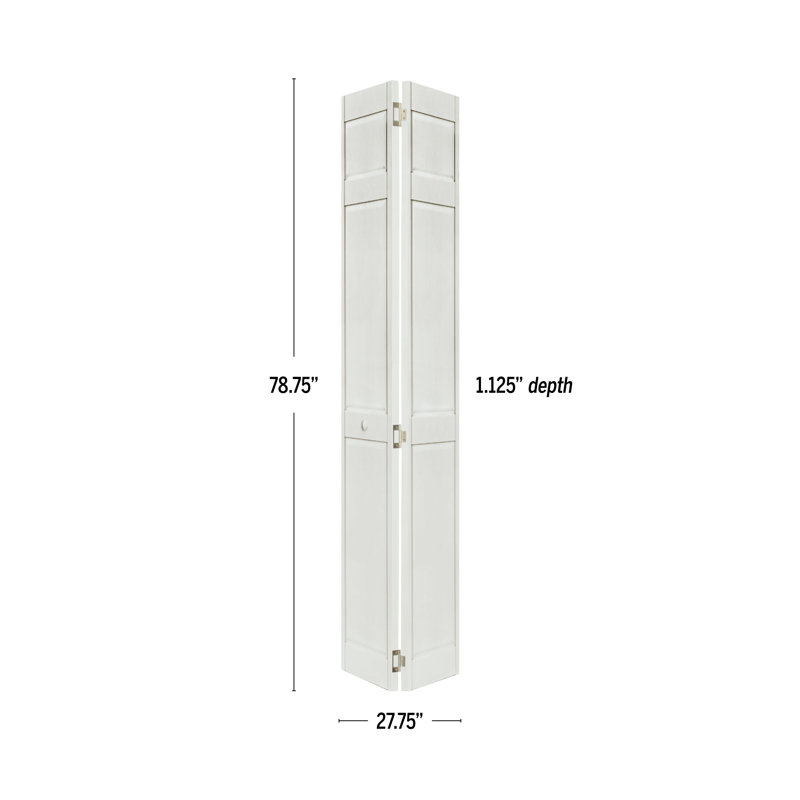 Porte à panneaux pliante en bois, 28 po x 80 po, Blanc apprêté