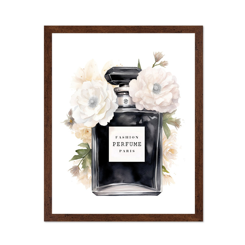 Parfum de mode noir, Poster, 12"H x 16"W, Brown Framed