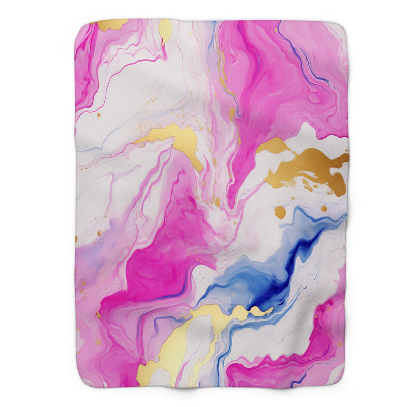 Sparkling Marble - couverture sherpa de qualité supérieure 1 pièce, Lit simple