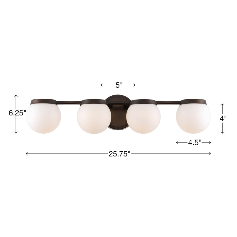 Éclairage pour salle de bain 4 lumières à DEL en bronze huilé Antoan