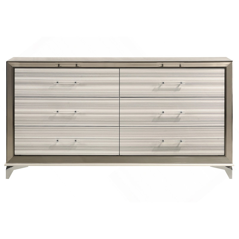 Commode horizontale en bois manufacturé avec 6 tiroirs