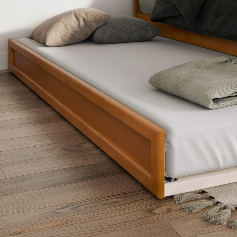 Lit gigogne en bois massif Sanvir, Caramel clair, Simple TG