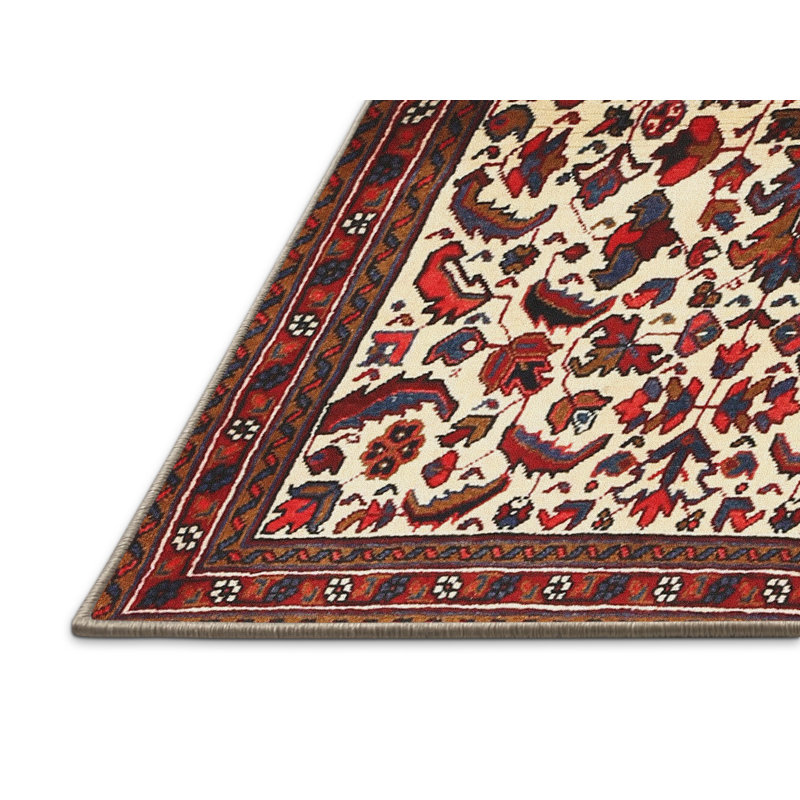 Tapis traditionnel rouge / beige, Rectangle 5 pi x 7 pi