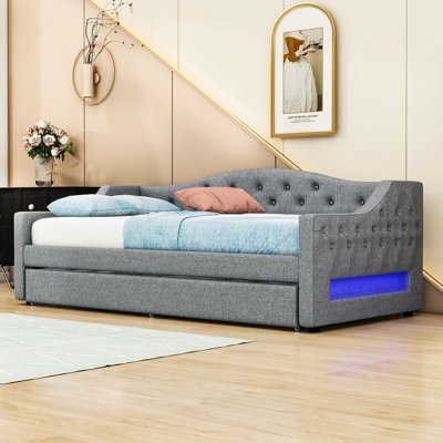 Terianna Twin XL Upholstery Daybed with Trundle and LED Belt by Ivy Bronx