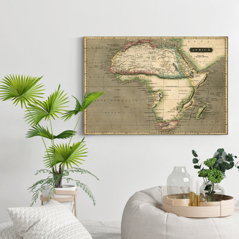 « thomson carte of africa »-reproduction d’art sur toile, H 27 po x l 18 po x P 1 po