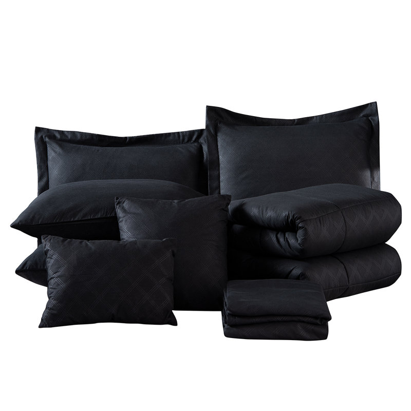 Dinardo Comforter Set, Queen Comforter + 9 Additional Pieces, Black