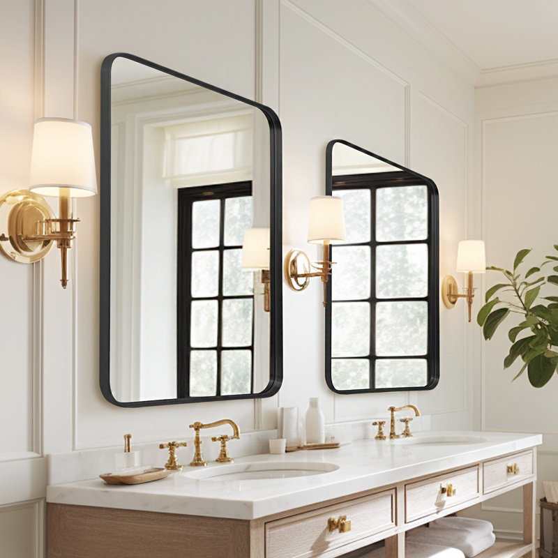 Miroir mural de salle de bain Matherne, 36 po x 24 po, Noir