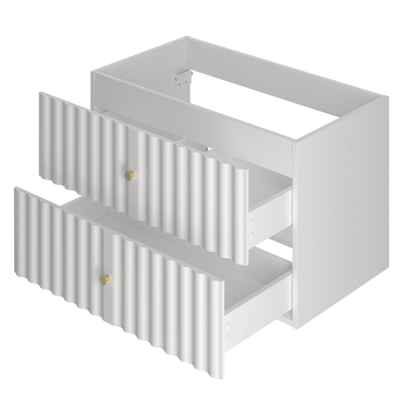 Rilynn 203.2cm Wall Mounted Bathroom Vanity Base Only, White