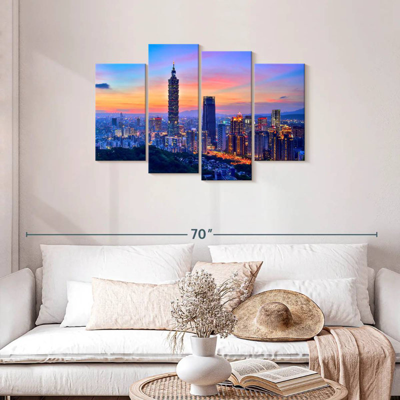Sireci Sunset Over Taipei, 27" H x 43" W