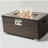 Outdoor rectangular gas fire pit table with propane tank cover