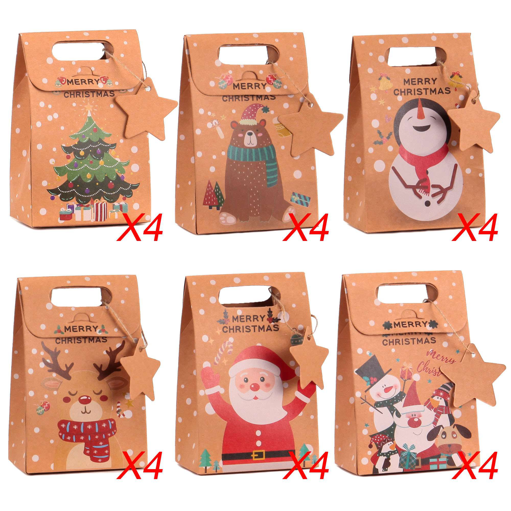 The Holiday Aisle® 24Pcs Christmas Goody Bags Bulk Christmas Kraft