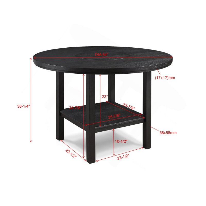 1 table de salle à manger à hauteur de comptoir contemporaine de style transitionnel avec paresseux gris anthracite