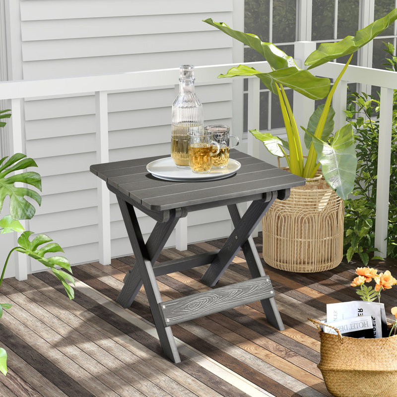 Rectangular Folding Outdoor Side Table , 20'' in. W 15.72'' in. D, Charcoal Gray