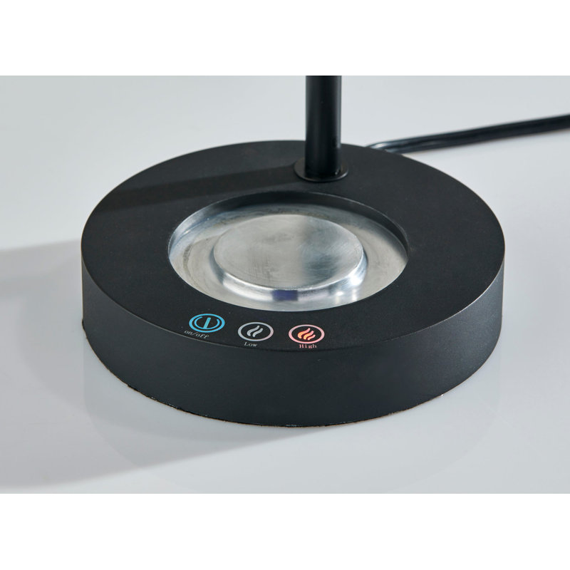 Lampe de bureau en métal avec prise USB, Noir, Métal noir