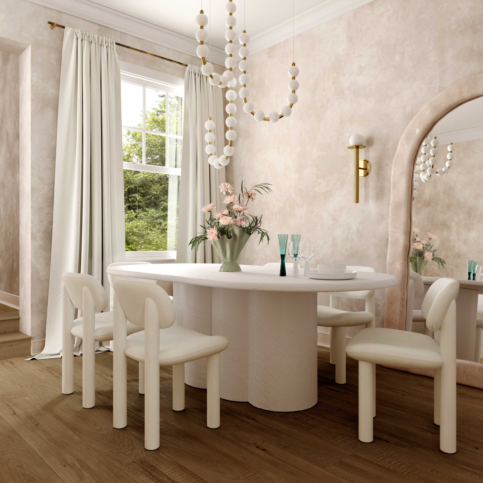 Baldes Velvet Dining Chair, Ivory