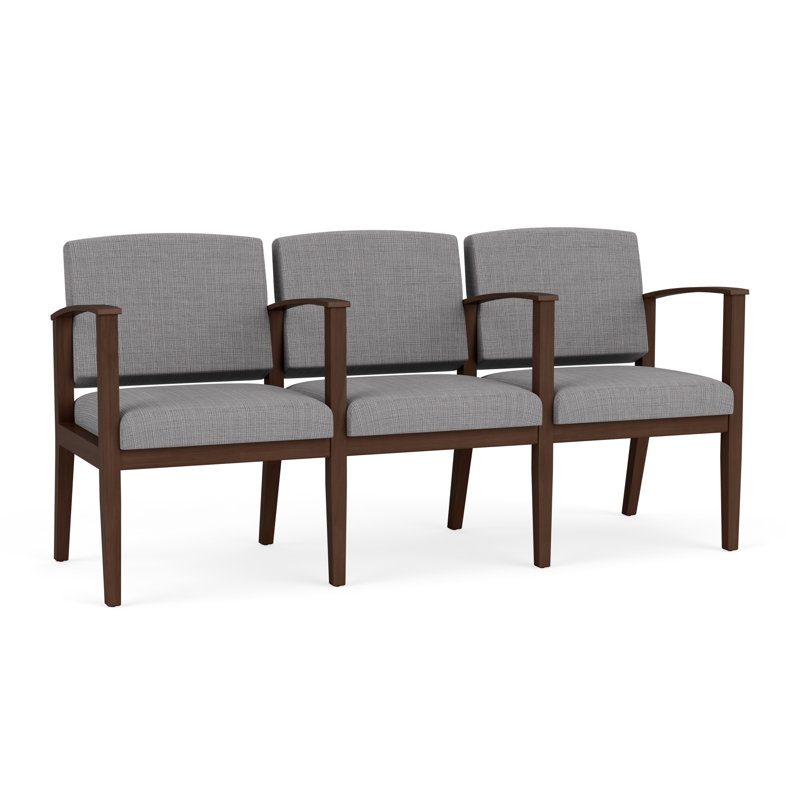 Siège tandem 3 places Amherst, Gris chambray, Noyer Riftwood