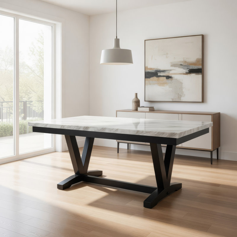 Demarkio Faux Marble Top Dining Table