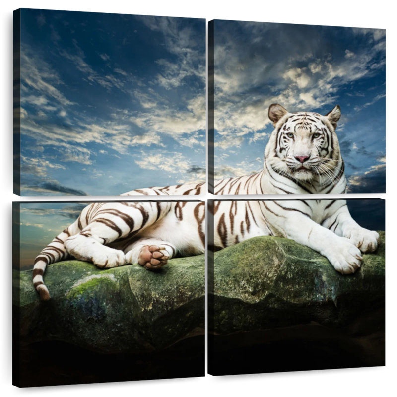 Brampt Lounging White Tiger, 74" H x 74" W