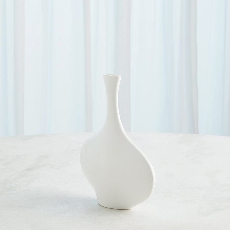 Silhouette Vase-Slim, White, Overall Height-  12"