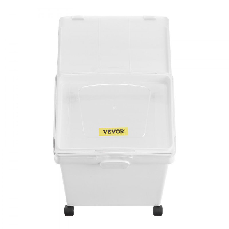 Ingredient Bin, 10.5 Gallons Capacity Ingredient Storage Bin, PP Material Flour Bins On Wheels, White Shelf Ingredient Bin with Scoop and Sliding Lid, Commercial Storage Bins