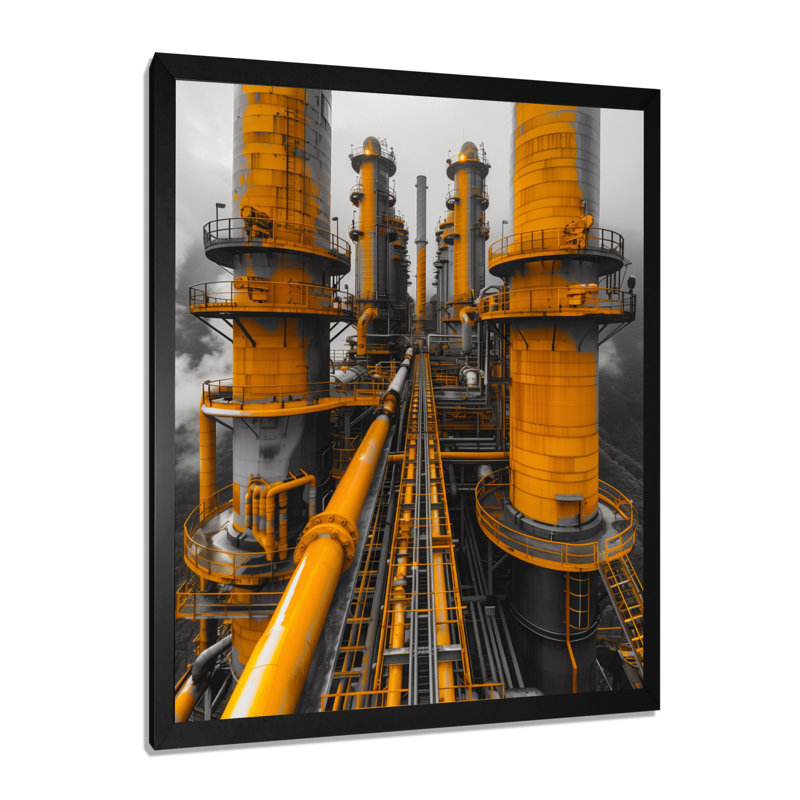 Shaver - Factories, art mural, H 20 po x l 12 po x P 1 po, Toile encadrée noire simple